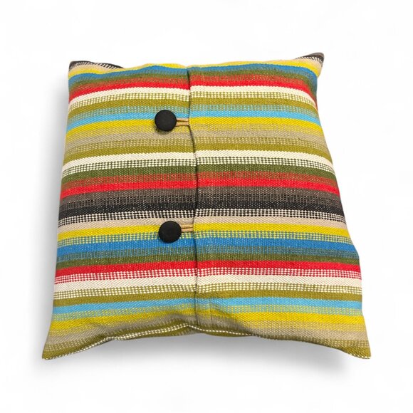 CRATE & BARREL Cayden Pillow Striped Toss Cushion Button Up - Picture 3 of 7
